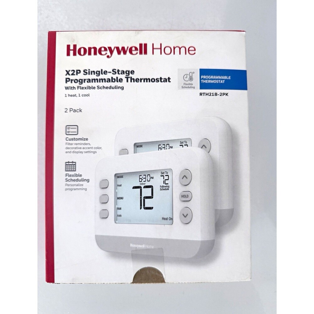 Honeywell Home X2P Single-Stage Programmable Thermostat 2-Pack RTH21B-2PK